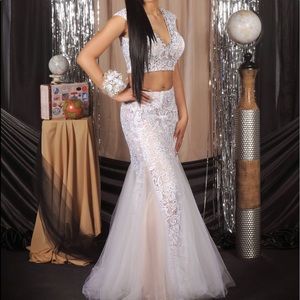 White nude prom dress